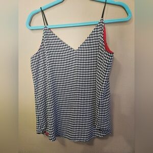 Express Women's Size S Camisole Top Black And White With Red Lining Houndstooth